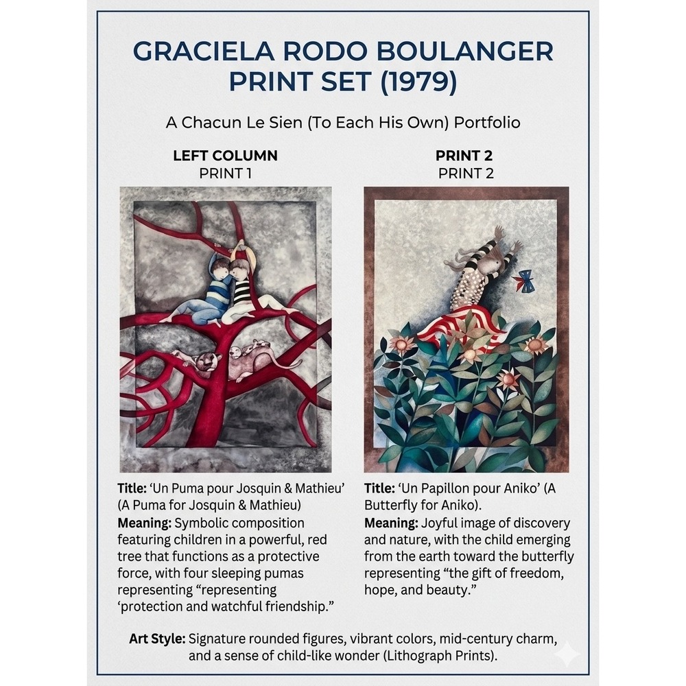 Graciela Rodo Boulanger Print Set 1979 14x12 Gold Framed Lithographs Vintage - Picture 2 of 14